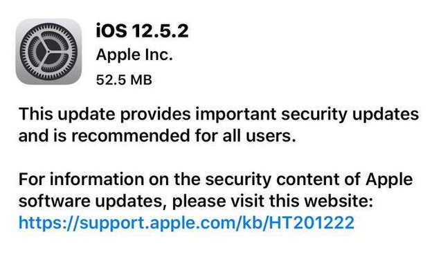 瓦房店苹果手机维修分享iOS12.5.2发布，建议所有老苹果用户安装 